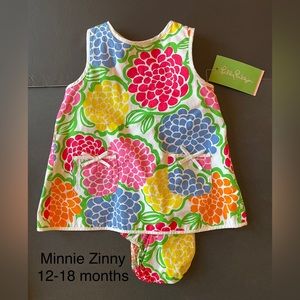 NWT Lilly Pulitzer Minnie Zinny baby girls dress and bloomers size 12-18 months